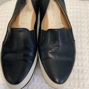 Ron White Nell Slip-On Sneakers Black and White Genuine Italian Leather Women’s